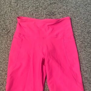 Bright Pink High-Waisted Biker Shorts with pockets